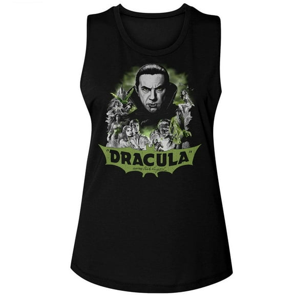Bela Lugosi Dracula BW Comic Art Black Women's Muscle Tank Top T-Shirt
