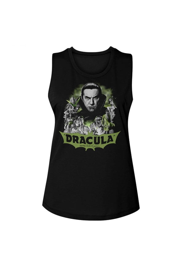 Bela Lugosi Dracula BW Comic Art Black Women's Muscle Tank Top T-Shirt