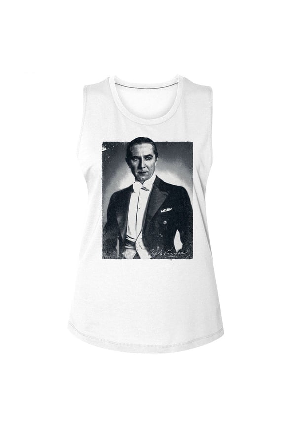Bela Lugosi Dracula BW Portrait White Women's Muscle Tank Top T-Shirt