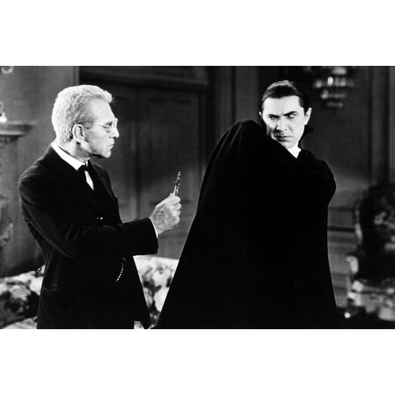 Bela Lugosi in Dracula recoils in horror from man holding cross 24x36 Poster