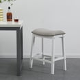 thumbnail image 1 of Bela Upholstered Saddle Stool, White/Light Grey, 1 of 3