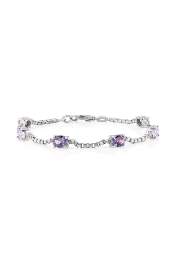 Tourmaline October Birthstone Bracelet in Sterling Silver for Women 7.5 Inches Length