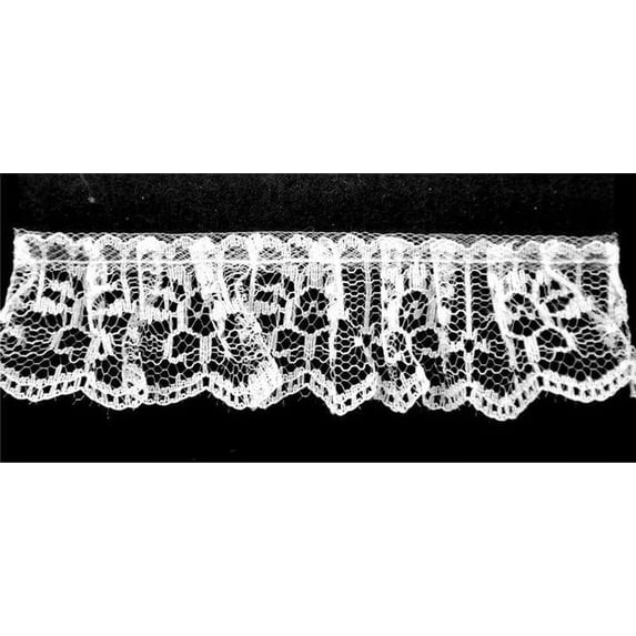 Belagio 1 1/4" Wide x 40 Yards, Gathered Lace Trim, 1 Bolt, White