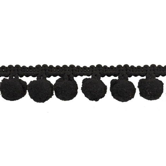 Belagio 1.25" Wide x 10 Yards, Pom Trim, 1 Bolt, Black