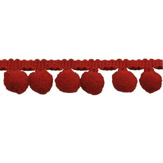 Belagio 1.25" Wide x 10 Yards, Pom Trim, 1 Bolt, Red