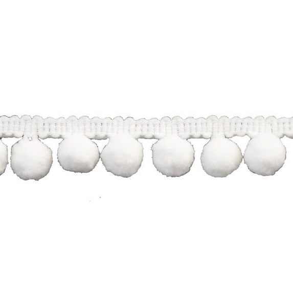 Belagio 1.25" Wide x 10 Yards, Pom Trim, 1 Bolt, White