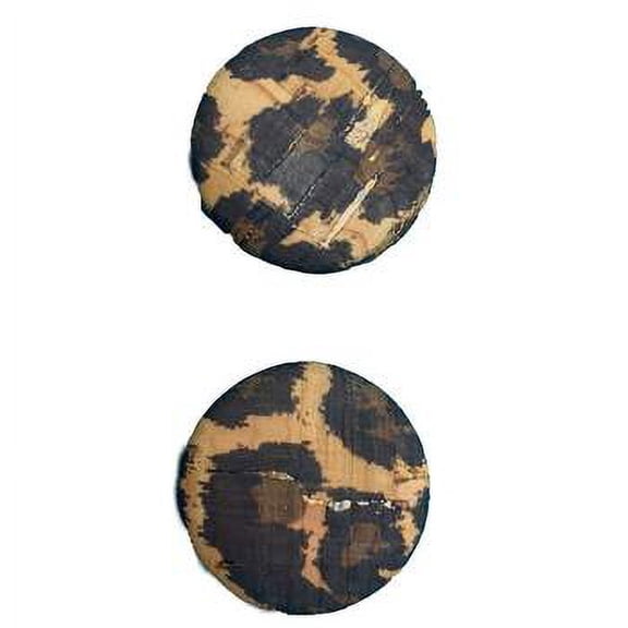 Belagio 1.5" Cork Button, 2 Pack, Leopard Print, Brown Multi