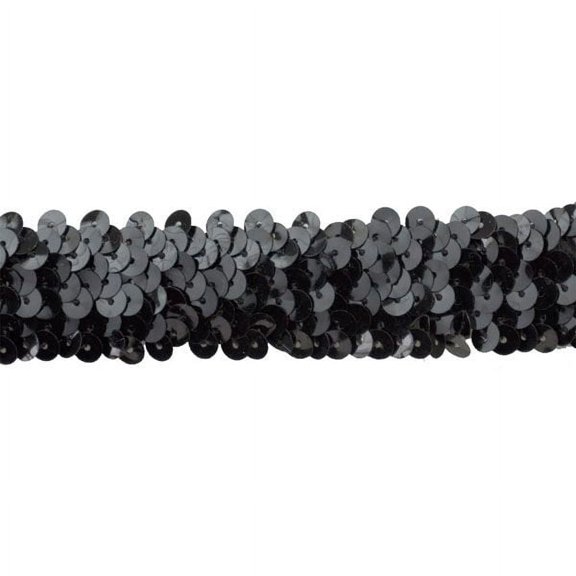 Belagio 1" Wide x 10 Yards, Stretch Sequin Trim, Black, 1 Bolt