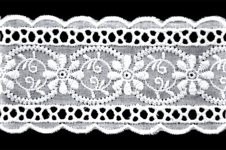 Belagio 2" Wide x 20 Yards, Flat Eyelet Lace Trim, 1 Bolt, White