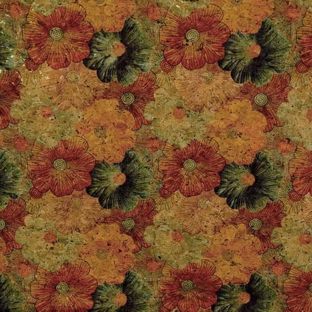 Belagio 25" Wide x 3 Yards Cork Fabric, Precut, Floral, Red Multi