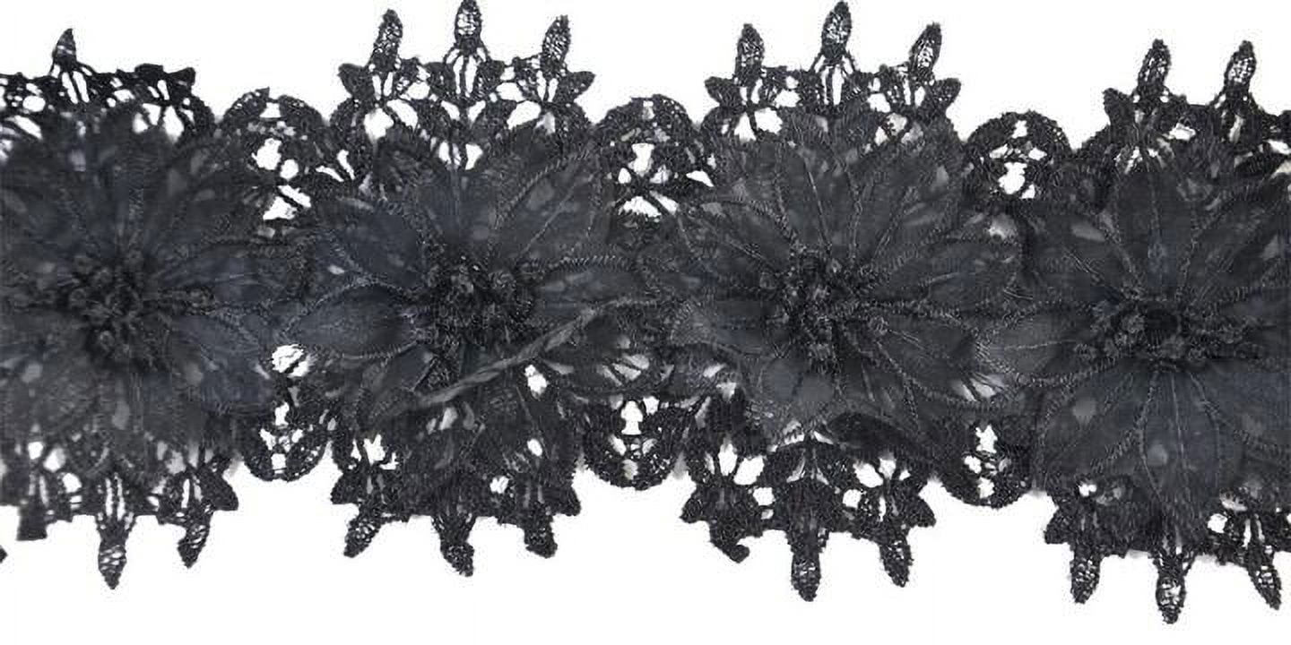 Belagio 5" Wide x 15 Yards, Floral Venice Lace Trim, 1 Bolt, Black