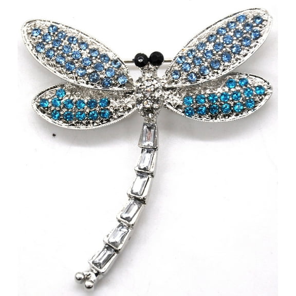 Belagio Rhinestone Dragonfly Brooch; Blue, Sewing Fasteners, 1 Piece