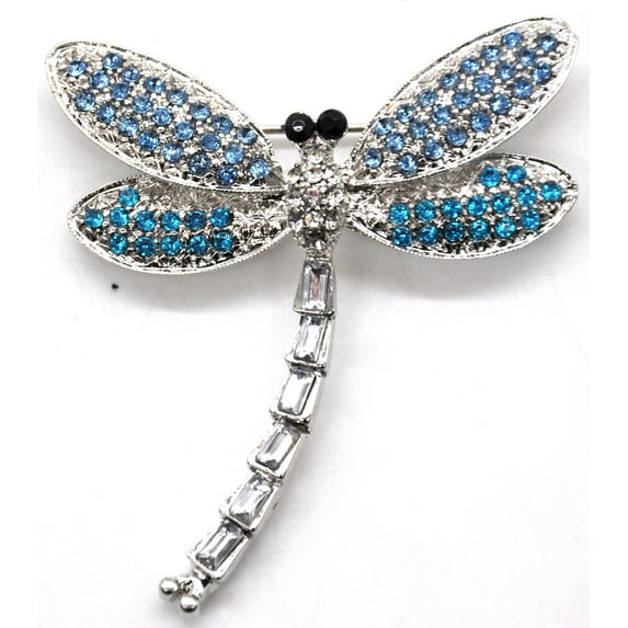 Belagio Rhinestone Dragonfly Brooch; Blue, Sewing Fasteners, 1 Piece