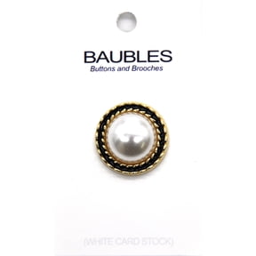Belagio Rhinestone Gold Metal Button with Black Ring, Sewing Fasteners, 1 Piece