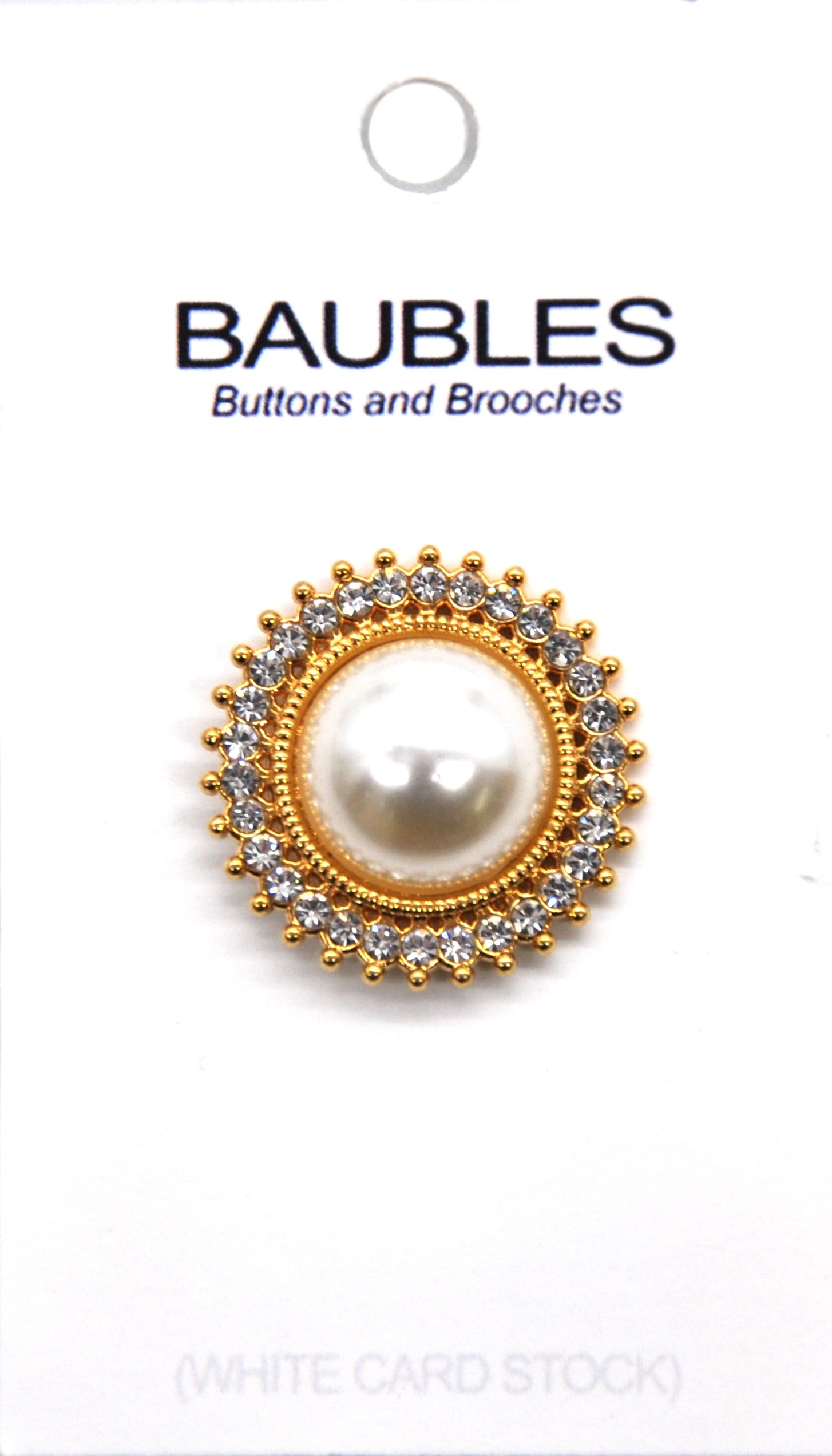 Belagio Rhinestone Gold Metal Button with Pearl Center - Sewing Fasteners