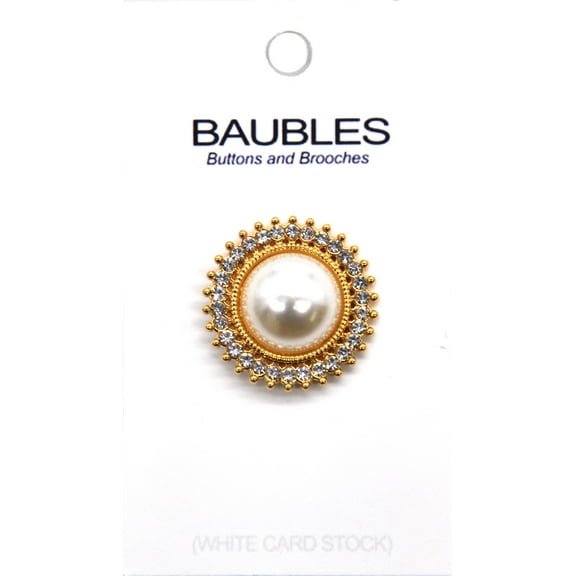 Belagio Rhinestone Gold Metal Button with Pearl Center - Sewing Fasteners