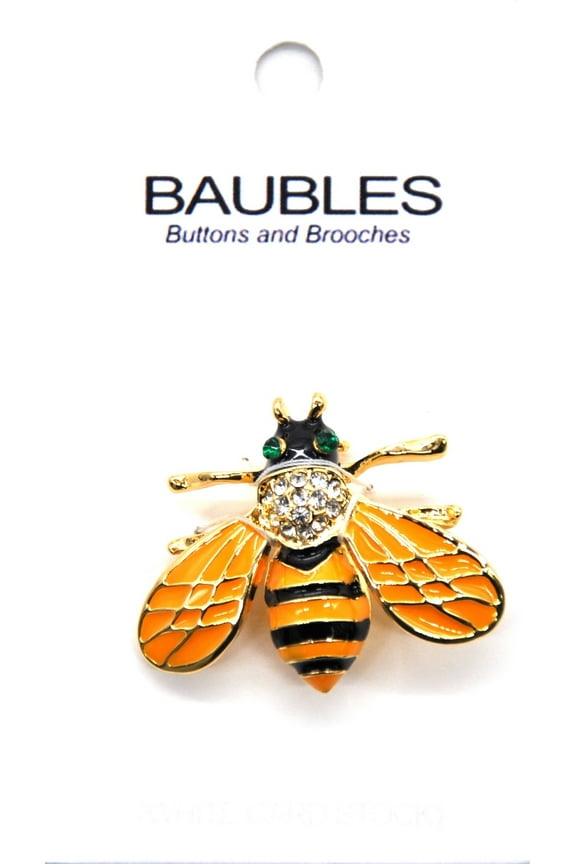 Belagio Rhinestone Metal Locking Bumble Bee Brooch, Yellow- Sewing Fasteners