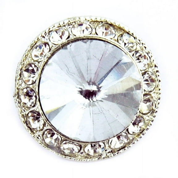Belagio Rhinestone Tufting Metal Button, Silver- Sewing Fasteners