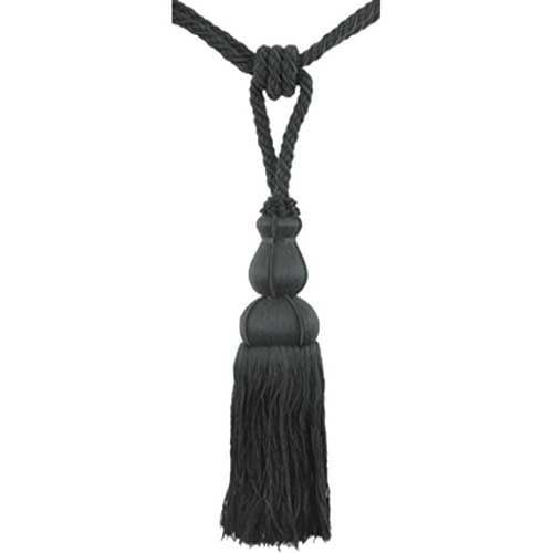 Colors Collection - 10" Length SINGLE TASSEL TIEBACK - BT-6008-02 Black