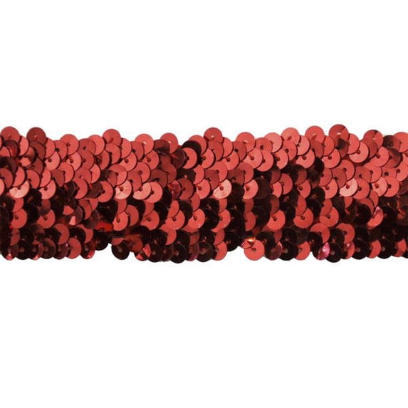 Belagio Stretch Sequin Trim, 1 1/2" Wide, 10 Yard Bolt, Red