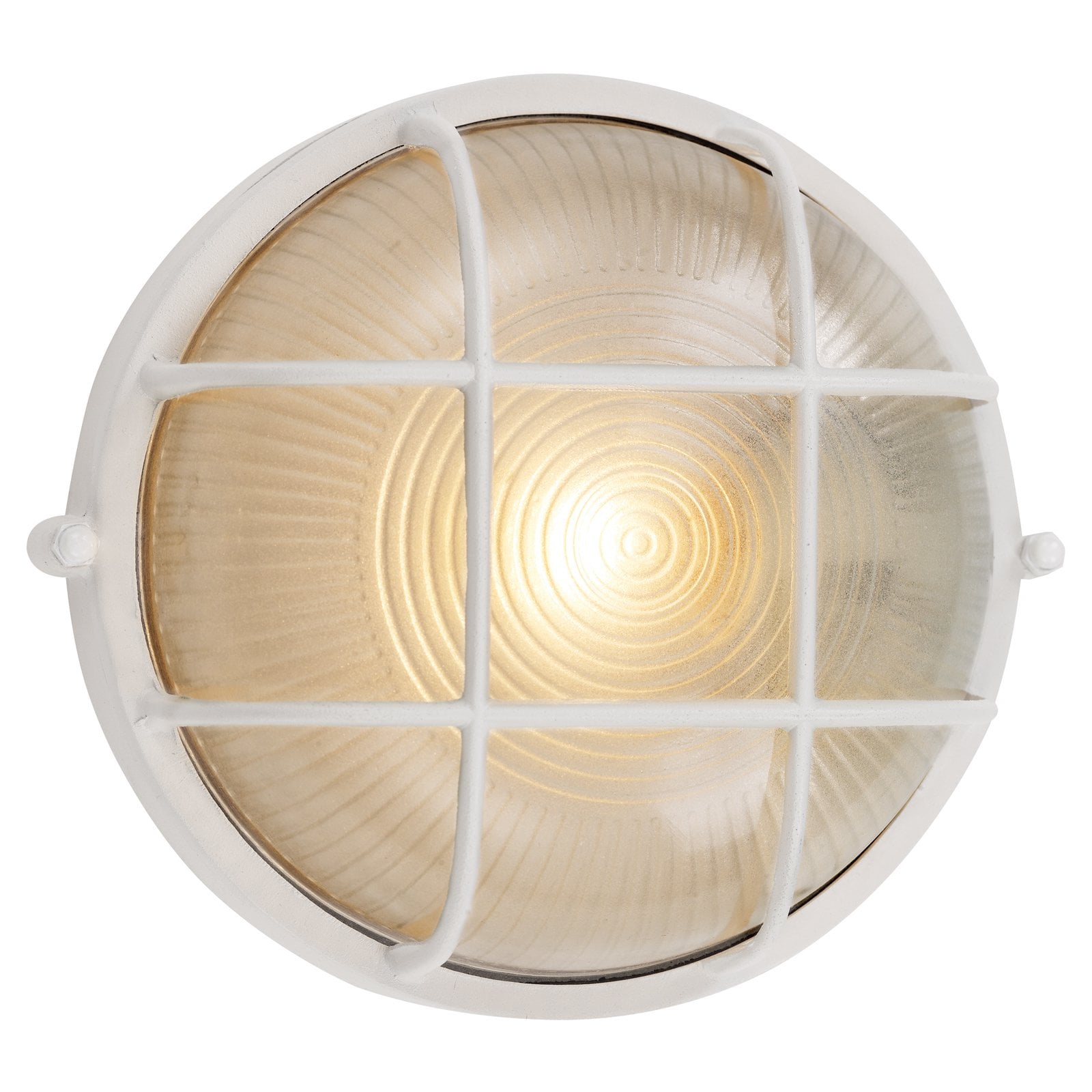 White Round Glass Outdoor Bulkhead Light