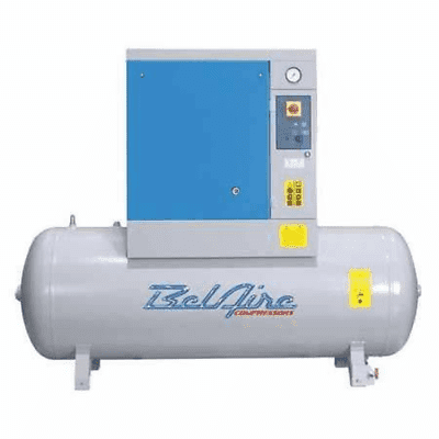 BelAire BR10503 Rotary Screw Air Compressor, 10HP, 120-Gallon Tank, 33 ACFM @ 150 PSI, 208–230/460V 3-Phase, Quiet 66 dBA, 3-Year Warranty