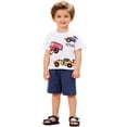 thumbnail image 1 of Belalfa Toddler Boys Cotton Short Sleeve T-Shirt and Elastic Waist Shorts Set 2-7 Years Kids Summer 2-pieces Outfits -Cars, 1 of 7