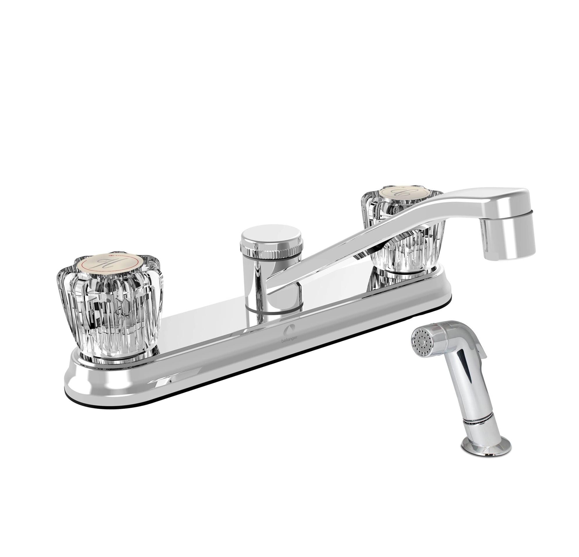 Polished Chrome Dual Handle Kitchen Faucet with Side Spray
