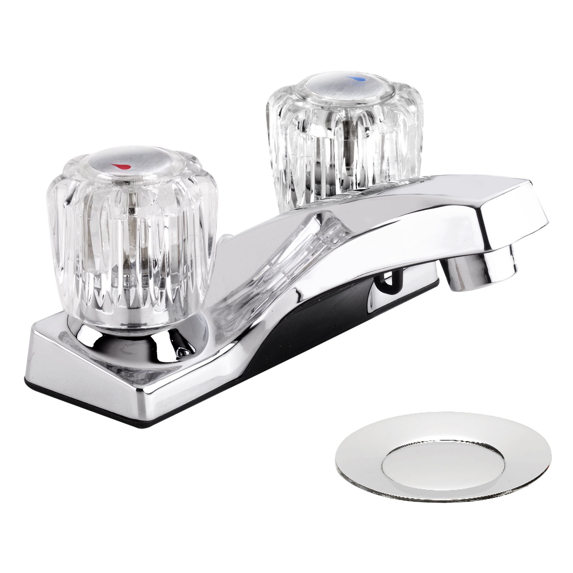 Essential Polished Chrome Dual Handle Bathroom Faucet with Drain