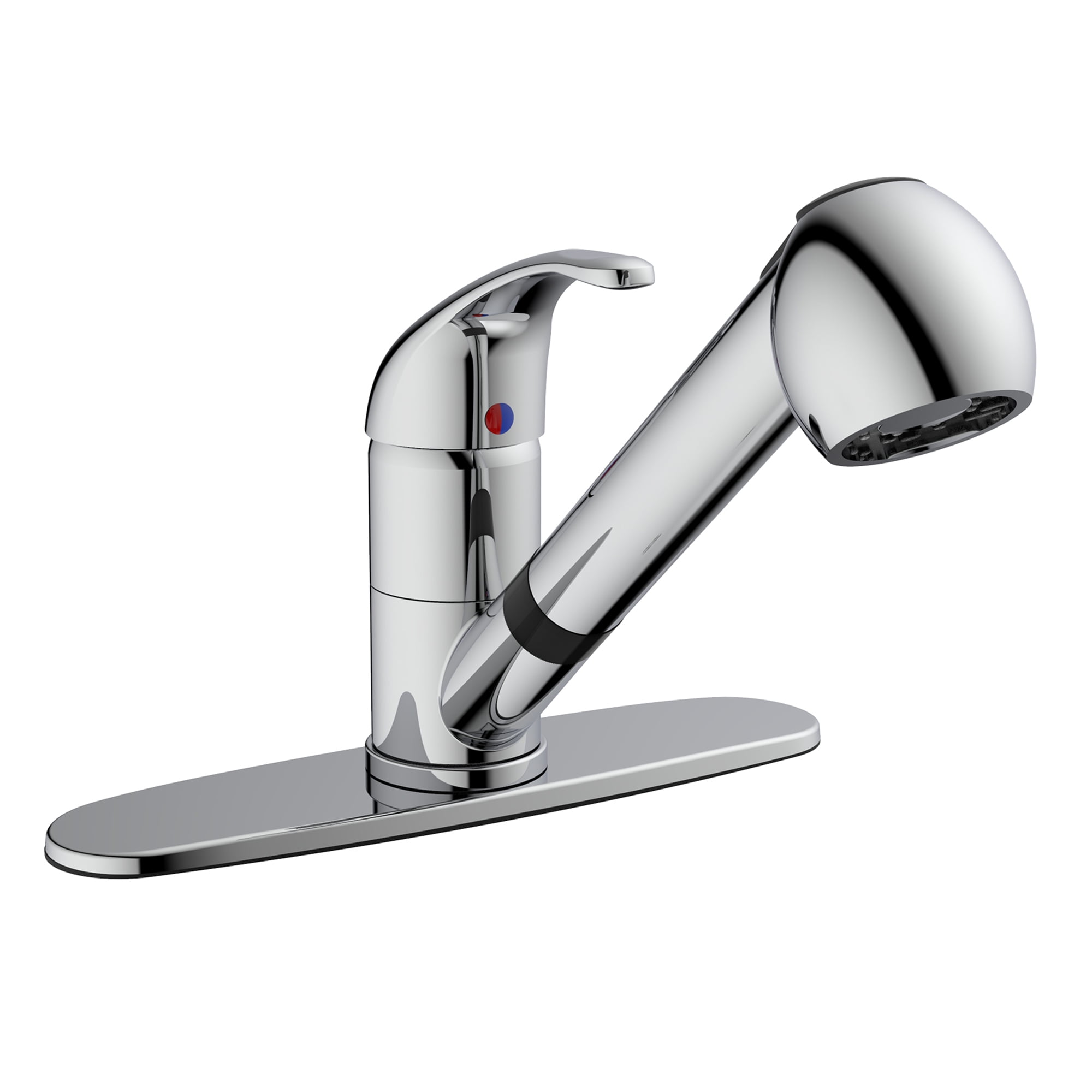 Polished Chrome Single Handle Pull-Out Kitchen Faucet with Sprayer