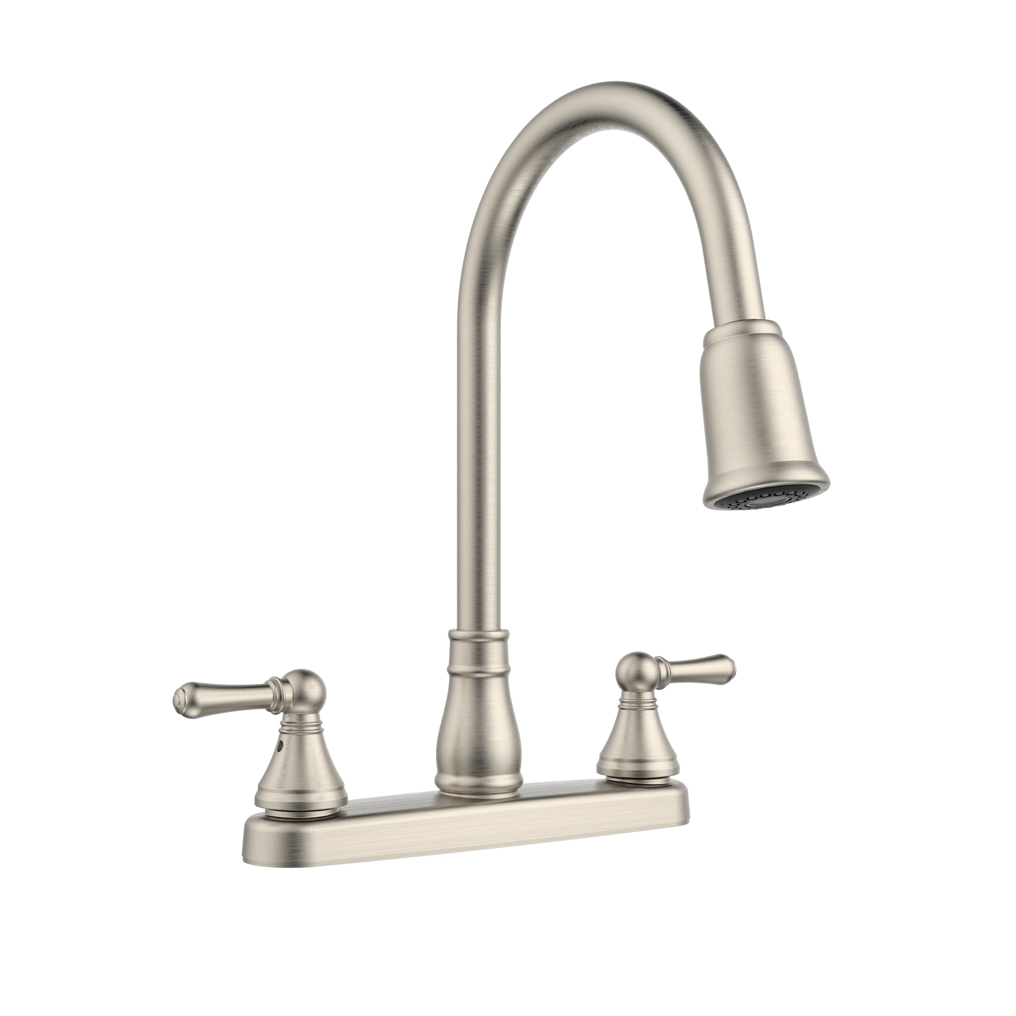 Belanger Non-Metallic 2-Handle Centerset Pull-Down Kitchen Faucet with 59" Hose, Brushed Nickel