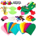 thumbnail image 1 of Belanttega 12Pcs Animal Hand Puppets Making Kit DIY Art Craft Party Supplies Children Role Play Toys Felt Glove Puppets Show, Pipe Cleaners Colorful Pompoms, Googl Eyes, DIY Felt Decors, 1 of 6