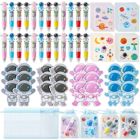 Belanttega 12pcs Astronauts Theme Party Favors Goodie Bag Fillers Space Stationery Party Gift 4-In-1 Planet Rocket Solar System Stickers Pens Sticky Notes Gift Bags Teacher Reward Guests Return Gifts