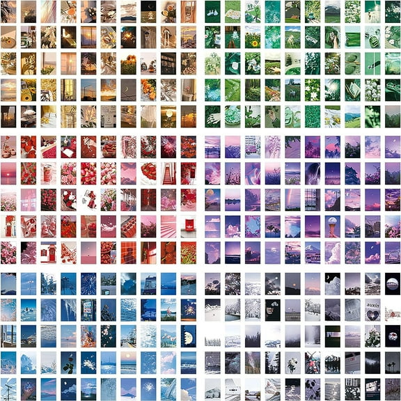 Belanttega 300Pcs Washi Stickers Set 6 Themed Vintage Journal Sticker Sunset Scenery Rose Mountain Sticker Book Scrapbooking Planners Diary