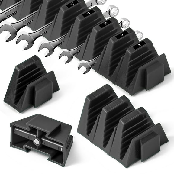 Belanttega 48Pcs Black Wrench Storage Wrench Organizer Set Modular Tool Storage With Interlocking Clips Adjustable Holder For Wrenches Garage, Workshop, Toolbox (With Magnet)