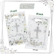 Belanttega 50pcs Silver Baptism Favor Bags Goodie Filler Bags Candy Snack Wrapping Elegant Timeless Party for Christenings Wedding & Bridal Showers