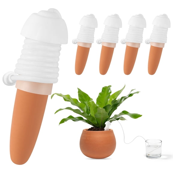 Belanttega 5Pcs Plant Self-Watering Stakes Potted Plants Automatic Watering Terracotta Spikes, Drip Irrigation System for Indoor, Garden, Patio, Balcony