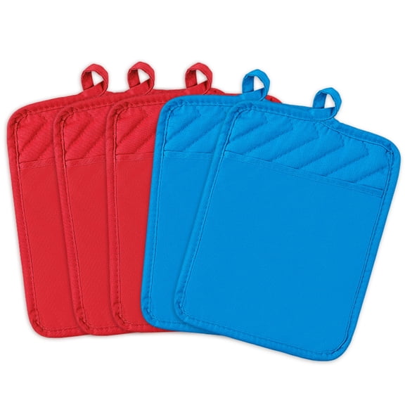 Belanttega 5Pcs Red Blue Potholder Cotton Square Heat Insulation Mat Set Great Helper for Kitchen Cooking Ideal Warming House Gift Heat Insulation Plate Mat Food Placemat