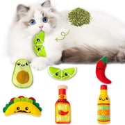 Belanttega 6Pcs Mexico Carnival Theme Catnip Toy Set Avocado Hot Sauce Bottle Taco Lime Chili Shaped Catnip Gift for Cat Lover Kittens Play At Home Pet Chew