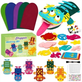 Belanttega 6 Sets Monster Hand Puppet Making Kit - Create Your Own Felt Sock Puppet with DIY Materials for Beginner, Creative Gift Supplies