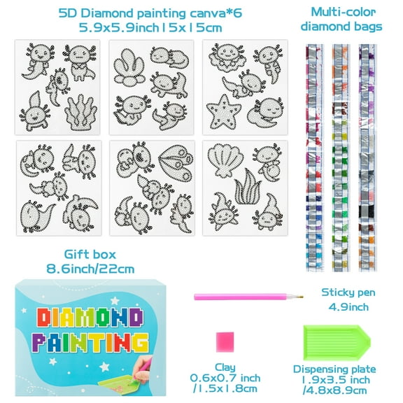 Belanttega Axolotl DIY Diamond Patch Set 30 Pieces - Handmade Art Set with Colorful Rhinestone Patch Design Template Creative Handicraft Gifts for Craft Enthusiasts Beginners