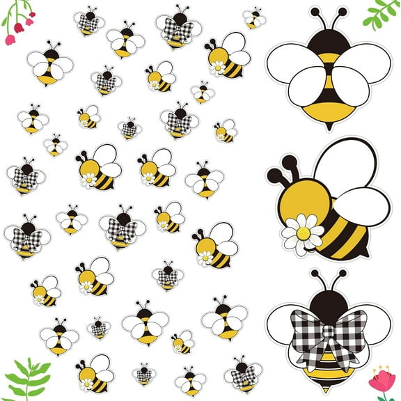 Belanttega Bee Shape Cardboard Paper Cutting 4 Sizes Handmade DIY Materials Kit Window Decorations Wall Decor Kindergarten Creative Arts Spring Summer Party Classroom Decorative