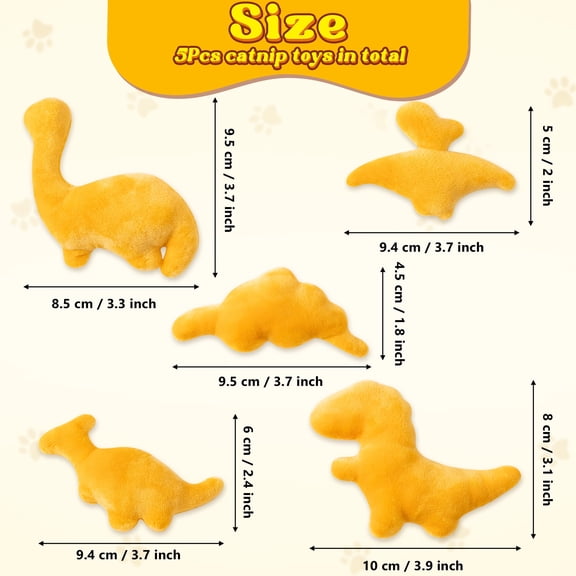 Belanttega Dinosaur Dino Nuggets Catnip Toy Gift Set Fun Dino-shaped Catnip Toys Supplies for Pets Play Alone At Home Nugget Happy Hunting Time with Your Cat