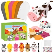 Belanttega Farm Animals Puppet Making Kit Cow Horse Duck Cocks Pig Sheep Puppet DIY Wild Animals Hand Puppet for Early Learning Gift DIY Felt Material Kit Family Interactive