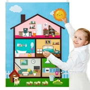 Belanttega My Home Theme Large Felt Board Classroom Wall Decoration Family Interactive Kit To Exercise Pre-school Childrens Hands-on Ability Make Your Home Scene
