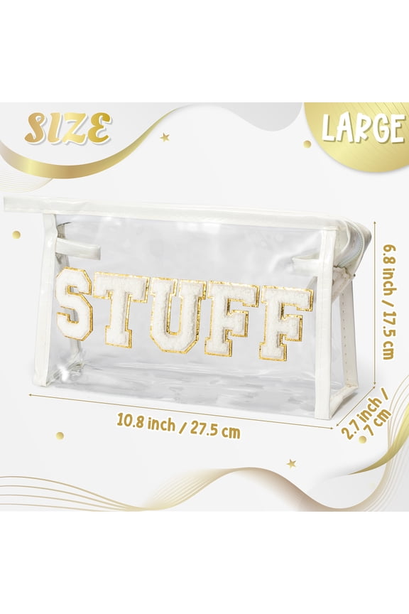 STUFF Large Transparent Cosmetic Bag Simple and Fashionable Versatile Storage Essential for Travel Organizer Small Item Storage Supplies Makeup Bag