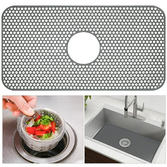 Belanttega Sink Protector For Kitchen Sink Silicone Sink Mat Grid Accessory For Kitchen Sink With Center Hole Nonslip Heat Resistant For Bottom Of Farmhouse Stainless Steel Porcelain Sink