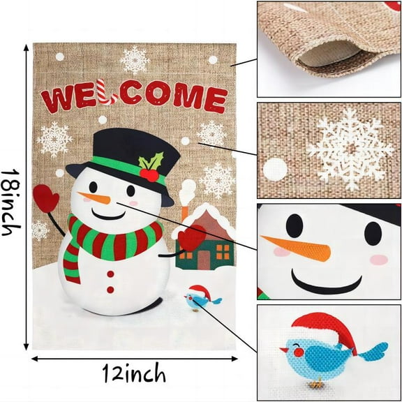 Belanttega Snowman Burlap Flag Decor Snowman Design Simple Yard Porch Balcony Indoors Decoration Holiday Vibe for Christmas, Winter Parties, or Daily Decor