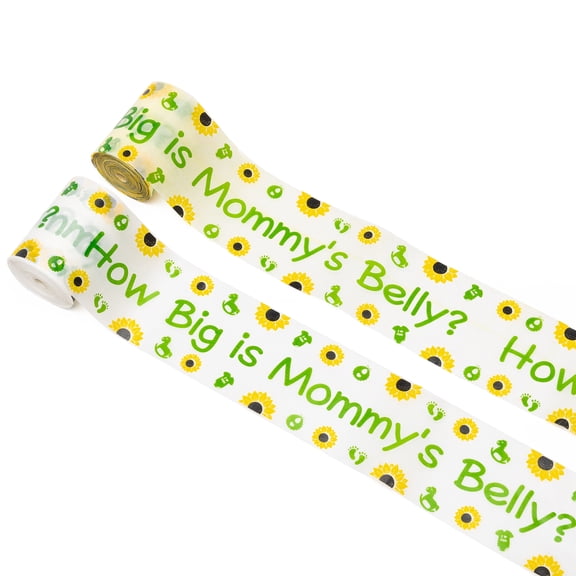 Belanttega Sunflower Pregnancy Belly Tape Measure 2-Pack - "How Big Is Mommy's Belly?" Growth Chart Ruler for Baby Shower Gift, Maternity Photo Prop