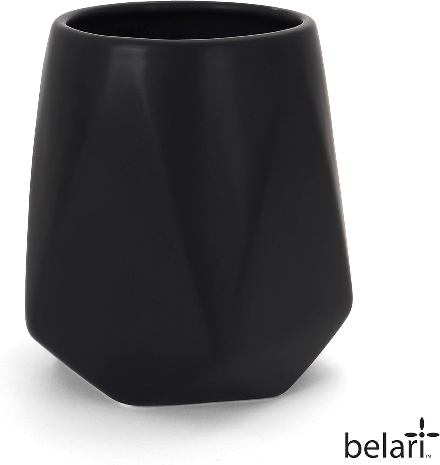 Medium Black Geometric Ceramic Kitchen Storage Canister with Wooden Lid